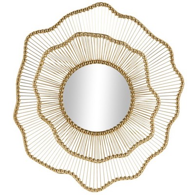 Metal Floral Room Wall Mirror Layered Frame Entryway Mirror with Layered Flor...