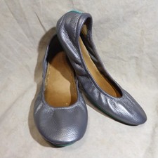    Tieks Gavrieli Foldable Ballet Flats sz 9 Metallic Pewter Full-Grain Leather