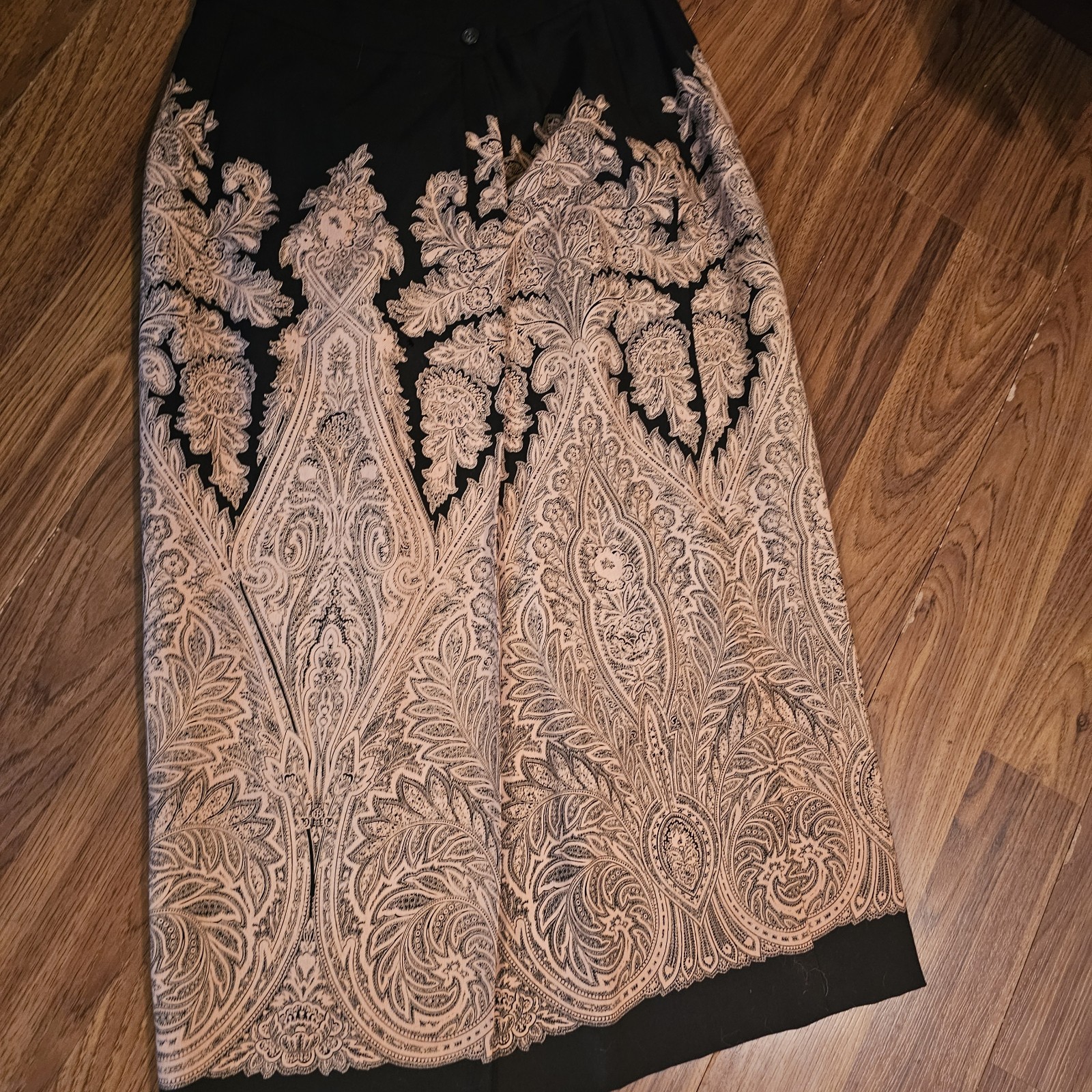 Jones New York Vintage Maxi Skirt Women's 100% Wool Long Floral Sz 12 Slit