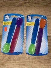 Vintage 2001 Gerber Soft Touch Silicone Spoon Lot Multicolored NOS NEW