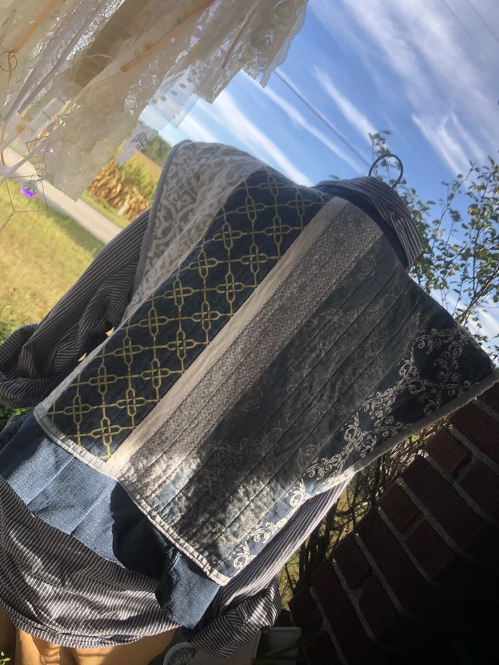 Chaleco para mujer reciclado hecho a mano boho retazos único en su clase sostenible talla grande-XL Foto 4 de 4