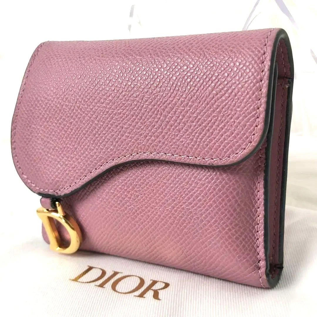 Authentique portefeuille Christian Dior triple pli selle lotus wallet