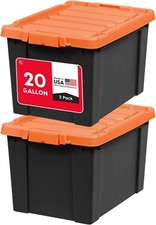 20 Gallon Lockable Storage Bins W/ Lids 2 Pack Made in USA Heavy Duty Stackable