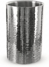 Stylish Hammered Silver Stainless Steel Wine Cooler Double Walled Bottle Cooler