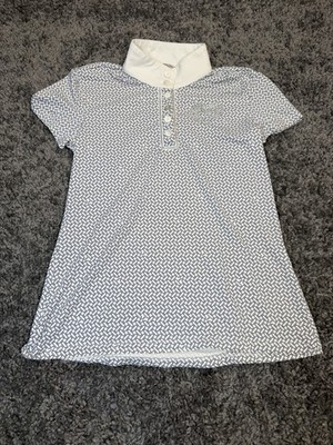 For Horses Show Shirt Equestrian Horse Riding Size 12 White And Blue