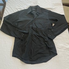 Arrow Fitted Black Dress Shirt 15.5 34-35 Wrinkle Free