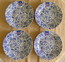 Queen's by Churchill Set Of 4  10” Calico Blue Dinner Plates Made in England