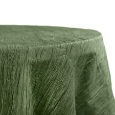 Accordion Crinkle Taffeta 132" Round Tablecloth Willow Green NEW - OPEN BOX