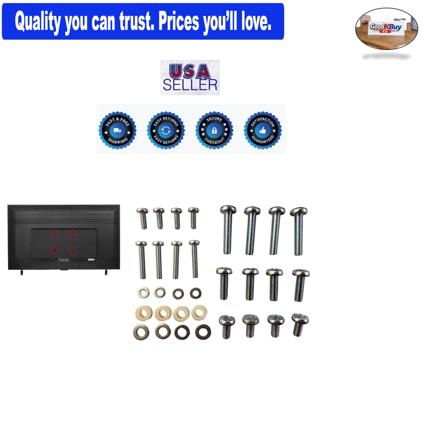 TCL TV Wall Mount Kit Fixed Steel Hardware for 24 Inch+ TVs