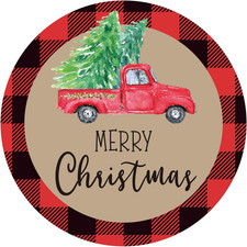 Merry Christmas Stickers - 120Pcs Christmas Truck Stickers, 2'' round Red Black