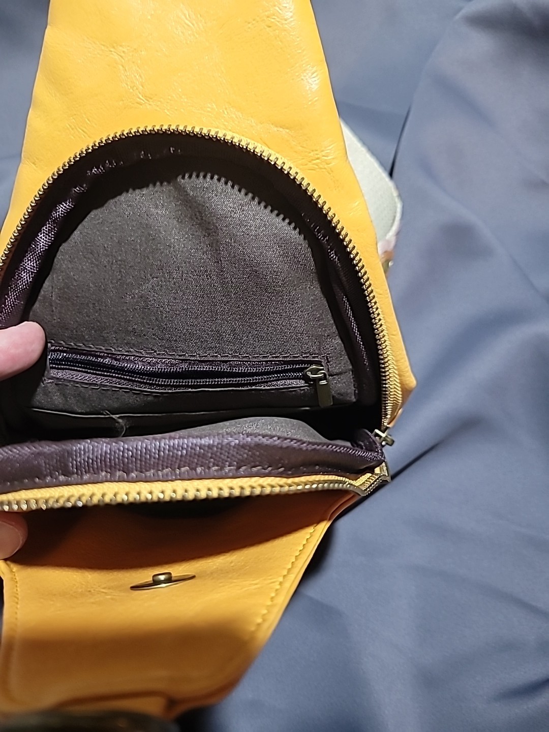 Yellow Sling Bag with Adjustable Patterned Strap … - image 4