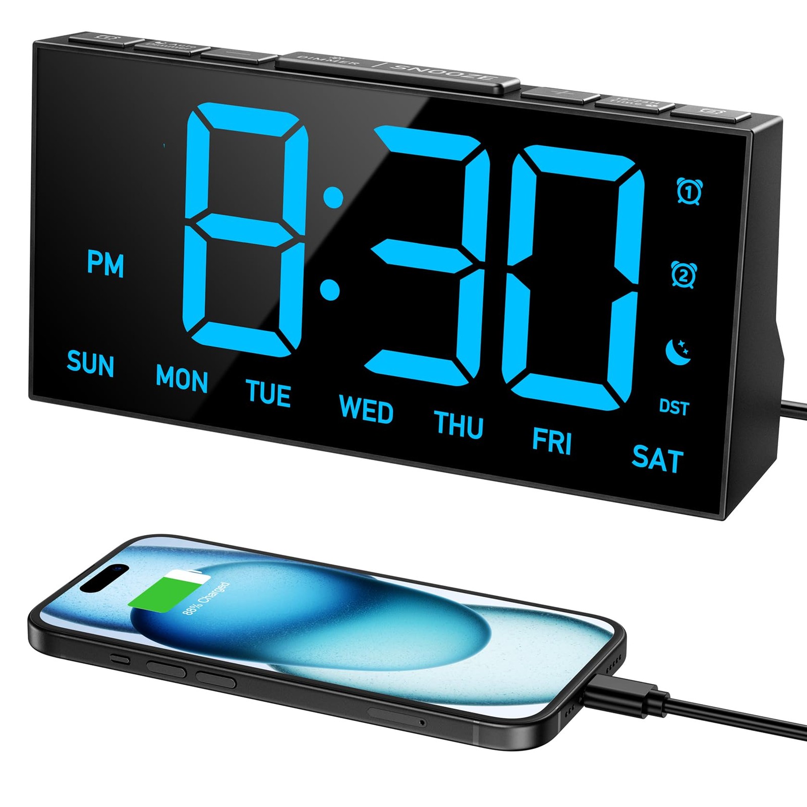 Digital Alarm Clocks for Bedrooms, Digital Clock with 4 Level Brightness +Off...