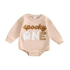 Baby Boy Girl Halloween 1st Birthday Outfit Spooky One 12-18 Months Beige
