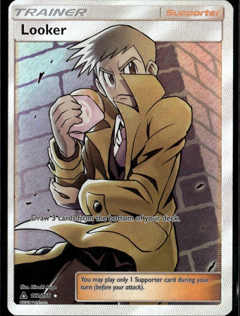 Looker Full Art Ultra Rare SM Ultra Prism 152/156 Supporter Holofoil Pokemon Car