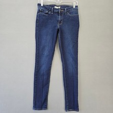 Levi's 711 Blue Skinny Jeans Classic Dark Wash Denim Women's Size 29 Pockets Zip