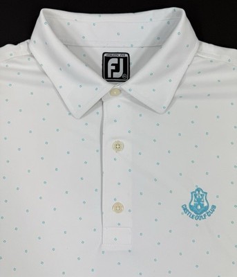 Footjoy Mens Polo Castle Golf Club Dublin FJ All Over Print Athletic Fit Sz 2XL