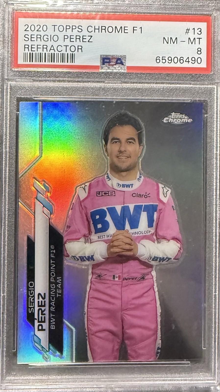 2020 TOPPS CHROME FORMULA 1 #13 SERGIO PEREZ REFRACTOR NM-MT 8