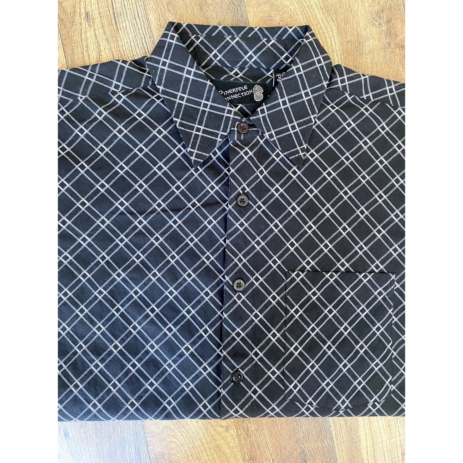 Pineapple Connection Black Patterned Button Up Ca… - image 2