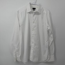 Ermenegildo Zegna Chemise White Dress Shirt Size Medium Tailored Fit 100 Cotton