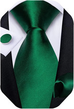 Mens Tie Set Silk Solid Paisley Necktie and Pocket Square Cufflinks Classic Form