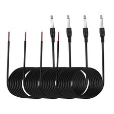 4 Pcs 6.56ft 6.35mm 24AWG 2 Pole Male Plug to Bare Wire Jack Cable,Black