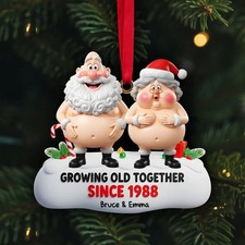 Personalized Funny Couple 2D Flat Ornament, Christmas Keepsake