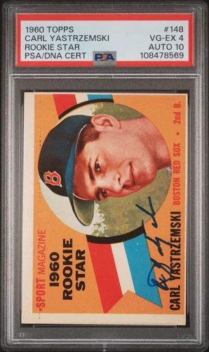 1960 TOPPS CARL YASTRZEMSKI 148 PSA 4 DNA AUTO 10 RC ROOKIE STAR SHARP CORNERS