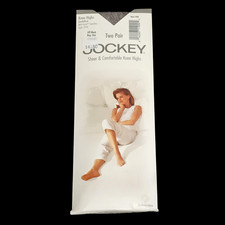 Vintage NOS Jockey Sheer Knee High Stockings Spandex 2 Pair Off Black Style 1994