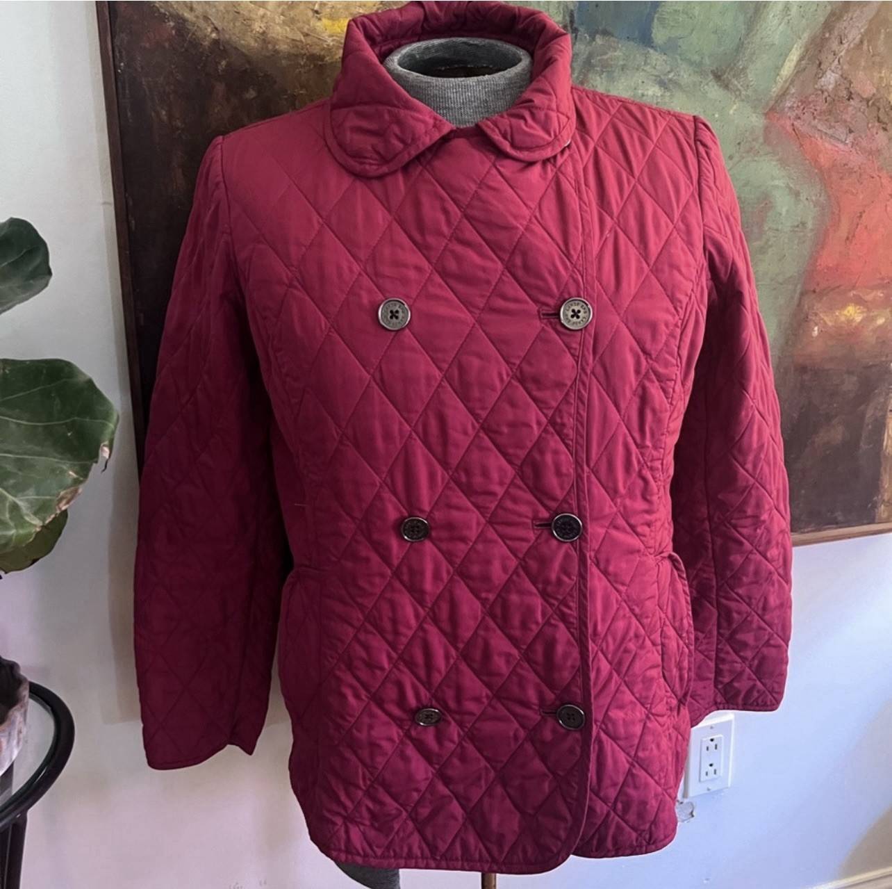 Lands End Quilted Raspberry Color Jacket Size Med… - image 1