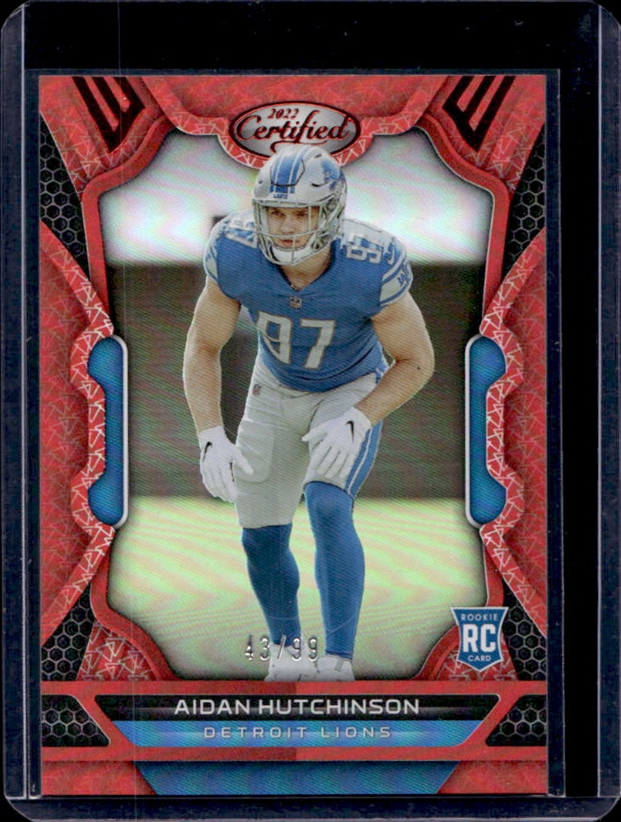 2022 Panini Certified Aidan Hutchinson RC Mirror Red Rookie #43/99 Lions