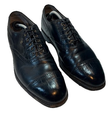 Men's 13D VTG 90s Footjoy Classics Dry Golf Shoes Black Alligator Cap Toe USA