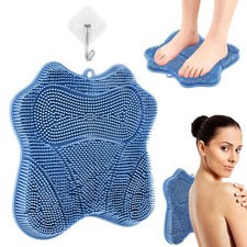 Show Foot Scrubber Mat Silicone Back Scrubber with Suction Cups, 3 Brush De...