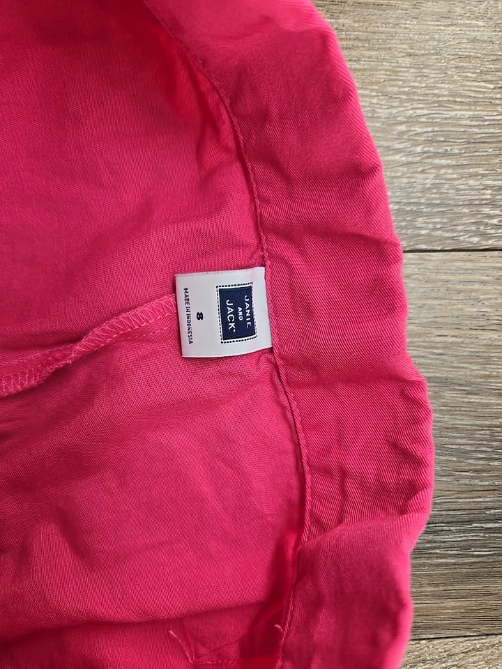 Janie & Jack Niñas 8 Rosa Algodón Botón Frontal Pantalones Cortos Cintura Ajustable A Medida Foto 4 de 4