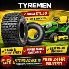 All sizes of Turf tyre, Lawn mower tyres, Lawn mower inner tubes, Ride on mower