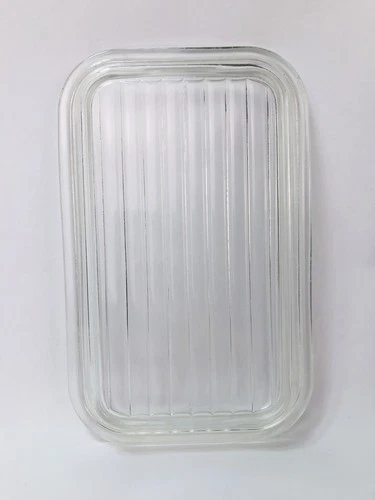 VTG PYREX Ribbed Glass Lid 502-C Replacement Part Refrigerator Dish Top EUC