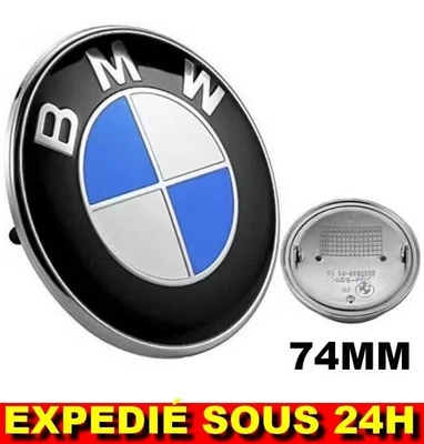 Emblème Capot BMW 74mm Bleu Blanc Logo Badge Coffre Remplacement Neuf Broches 55