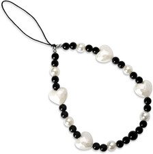 Heart Phone Charm Beaded Phone Lanyard Wrist Strap Bead Chain for Phone Case Pho