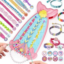 Euclidean Cube 2 in 1 Friendship Bracelet Making Kit for Girls 8-12 Pink