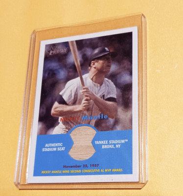2006 Topps Heritage card of Mickey Mantle ,, Authentic Seat from Yankee Stadium