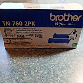 OPEN BOX GENUINE Brother TN760 Black Ink High Yield Toner Cartridge 2 PACK