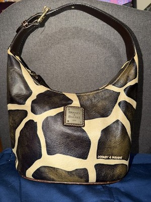 Dooney & Bourke Giraffe Print Hobo Bag, Zipper, Logo Plaque, Dust Bag