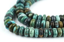 Graduated Rondelle Turquoise Beads 4-10mm Green Disk Gemstone 16 Inch Strand