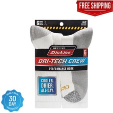 Dickies Men's Dri-tech Moisture Control Crew Socks 6 pack Shoe Size