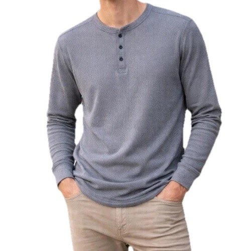 NWT George Long Sleeve Thermal Henley Shirt Mens Large Waffle Knit