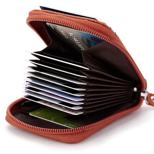 Portatarjetas de crédito con bloqueo RFID para hombres y mujeres con cremallera de cuero talla compacta billetera - Imagen 17 de 47
