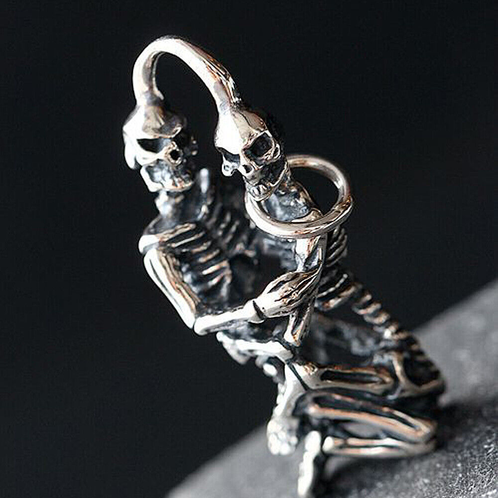 Men Sterling Silver Gothic Sex Skull Skeleton Pendant A2121 | eBay