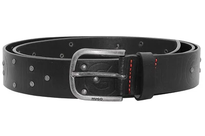 HUGO Herrengürtel Leder Schwarz Glau-Studs 50487038-001 - Bild 1 von 2