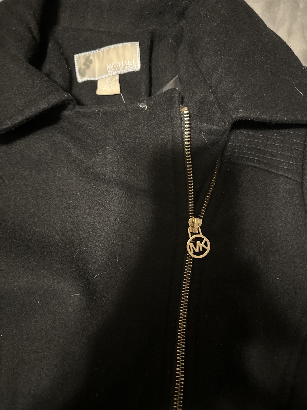 MICHAEL KORS Solid Black Asymmetrical Zip Wool Bl… - image 3