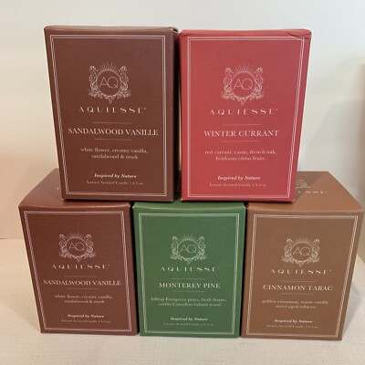 (5) AQUIESSE AQ Winter Currant Cinnamon Tabac Sandalwood Vanille Pine Candle 6.5
