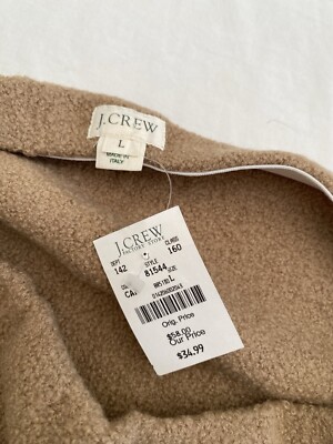 NWT Vintage J. Crew Italy Sz L 100% Wool Boucle Mini Skirt Tan New